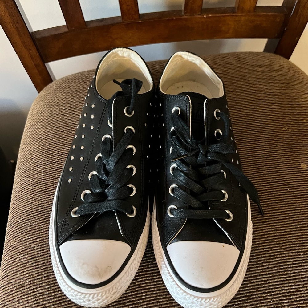 Gently used leather, studded converse